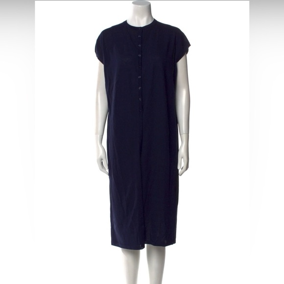 Lafayette 148 New York Dresses & Skirts - Women’s Lafayette 148 Crew Neck Midi Length Dress, Navy Blue, Size Large,